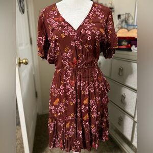 Madewell red flower and butterfly dress